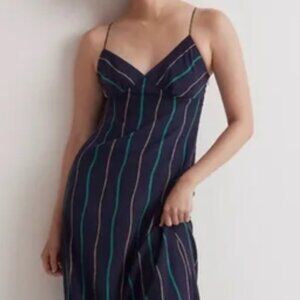 Madewell Navy Striped Strappy Midi Dress Size 6